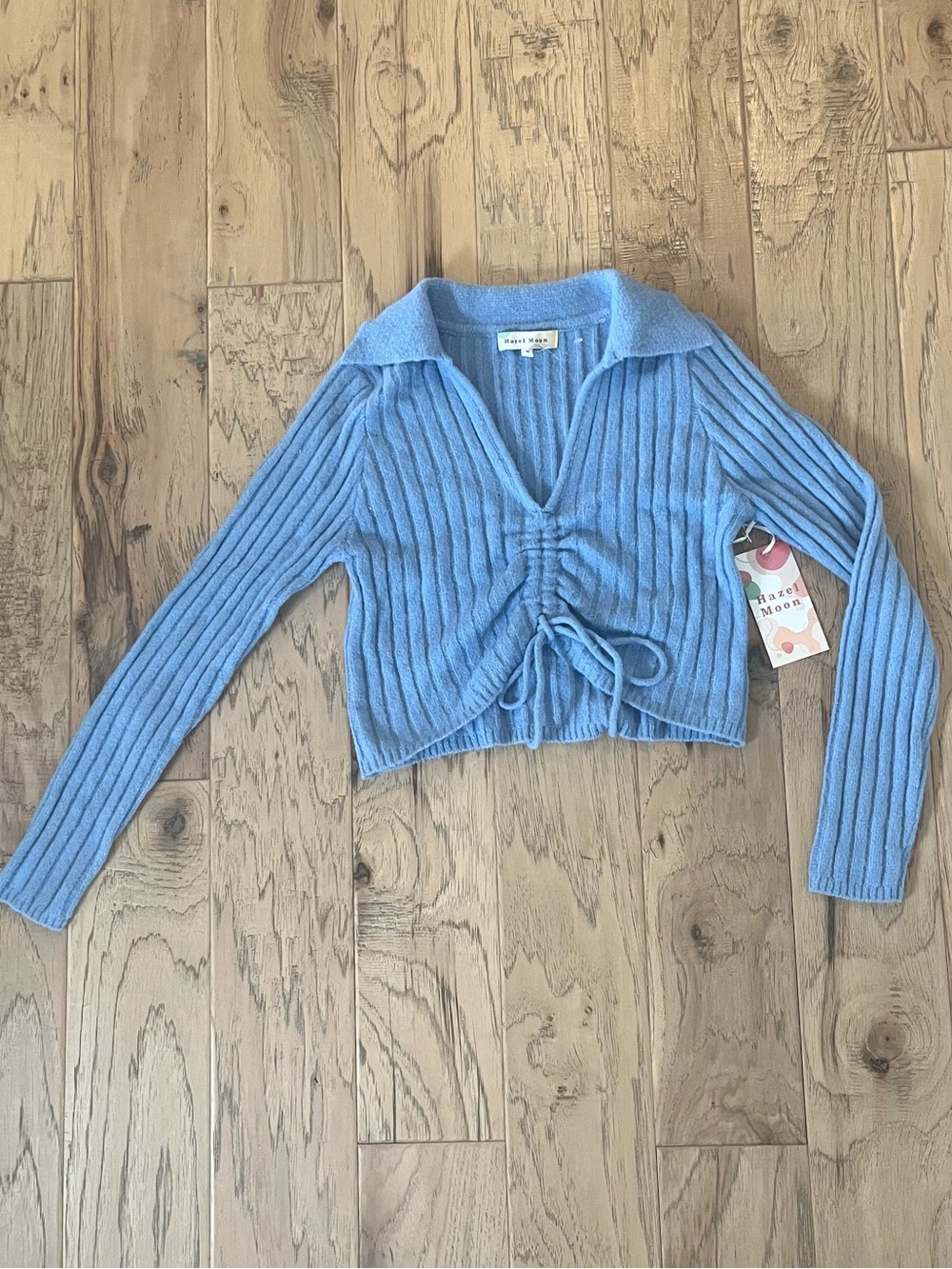 Hazel Moon Light Blue Ribbed Knit Sweater